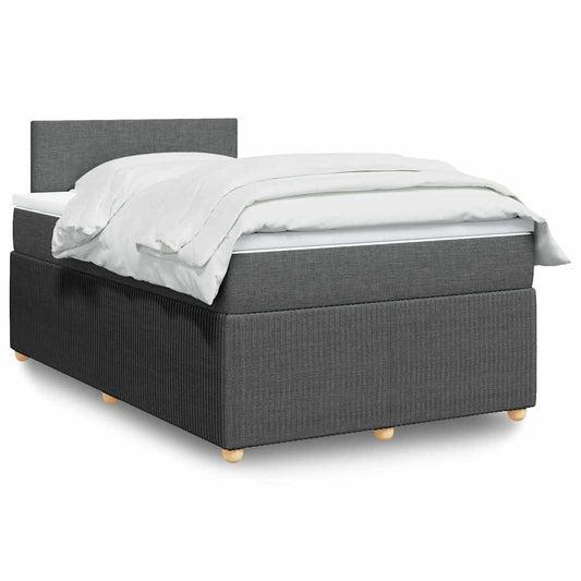 Lit à sommier tapissier avec matelas en tissu gris foncé 120x190 cm