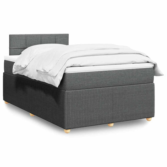 Lit à sommier tapissier avec matelas en tissu gris foncé 120x190 cm