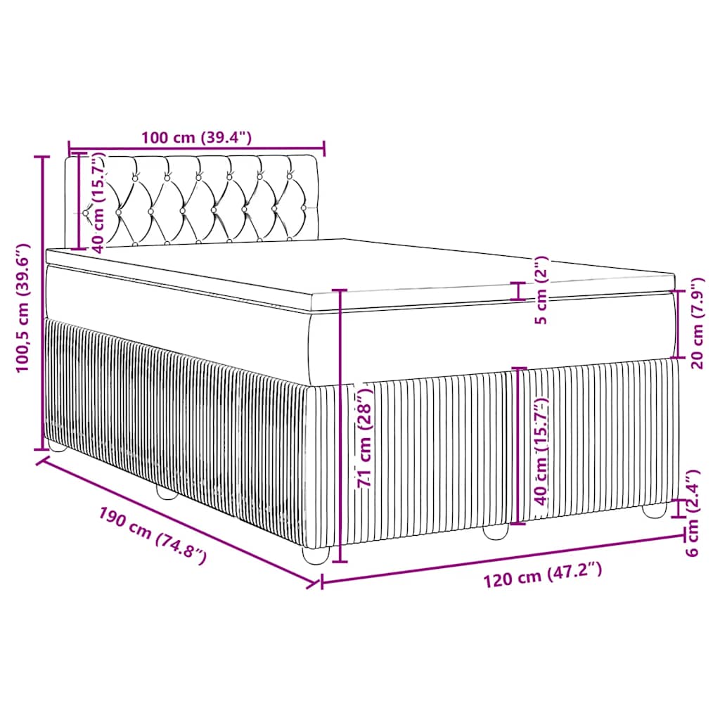 Boxspringbett mit Matratze Hellgrau 120x190 cm Stoff
