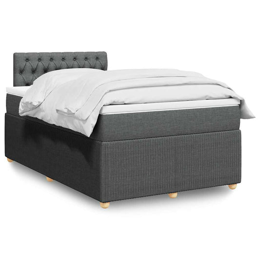 Lit à sommier tapissier avec matelas en tissu gris foncé 120x190 cm