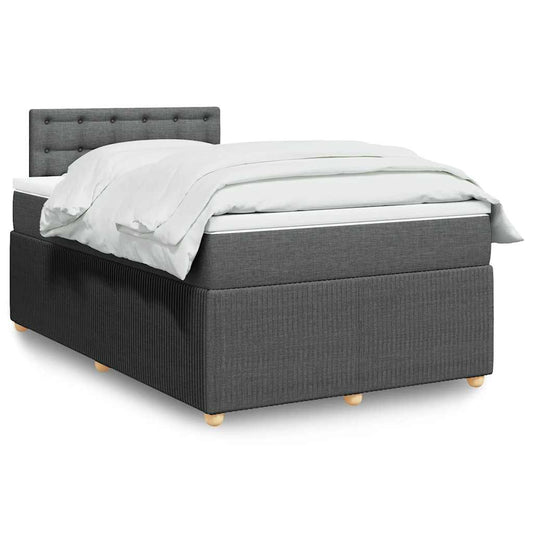 Lit à sommier tapissier avec matelas en tissu gris foncé 120x190 cm