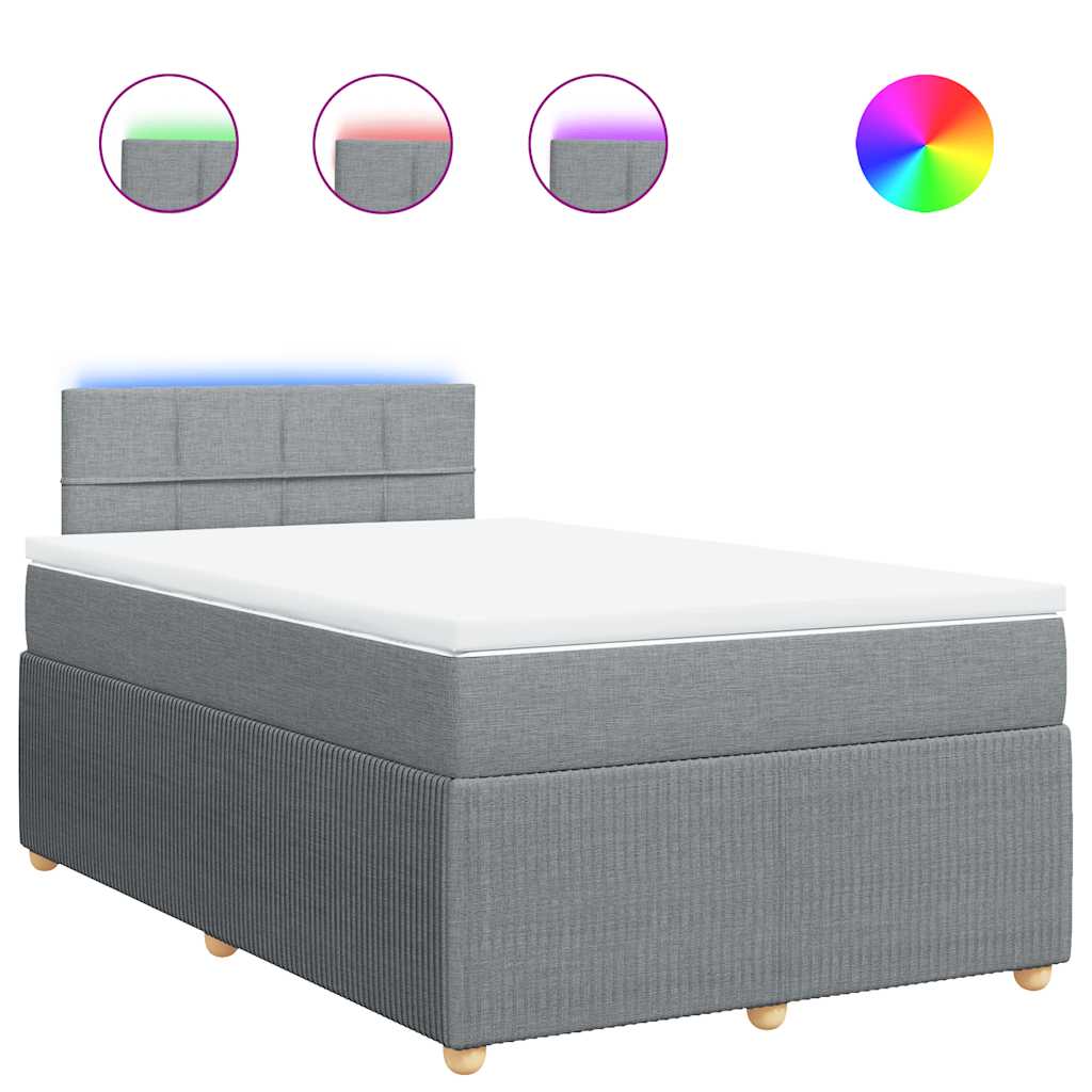 Boxspringbett mit Matratze Hellgrau 120x200 cm Stoff