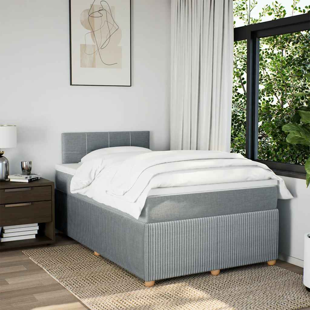 Boxspringbett mit Matratze Hellgrau 120x200 cm Stoff
