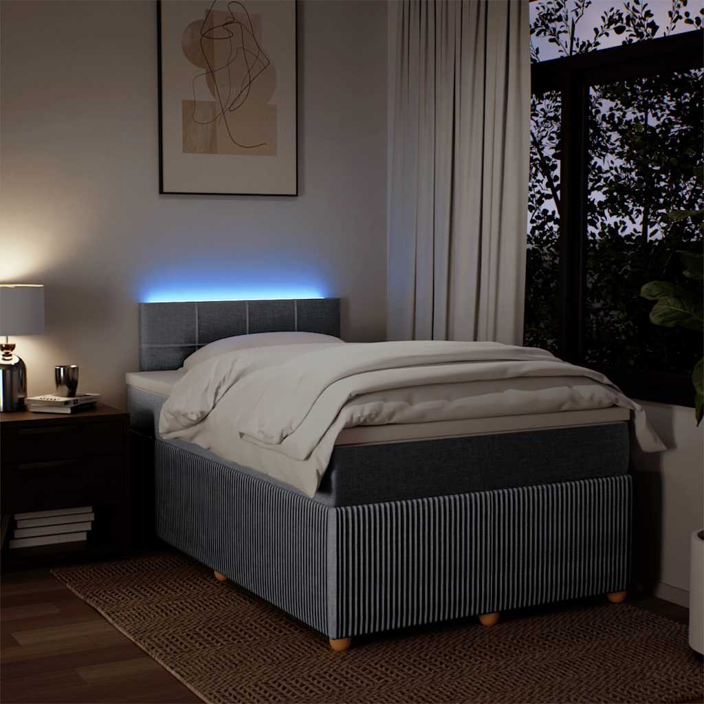 Boxspringbett mit Matratze Hellgrau 120x200 cm Stoff