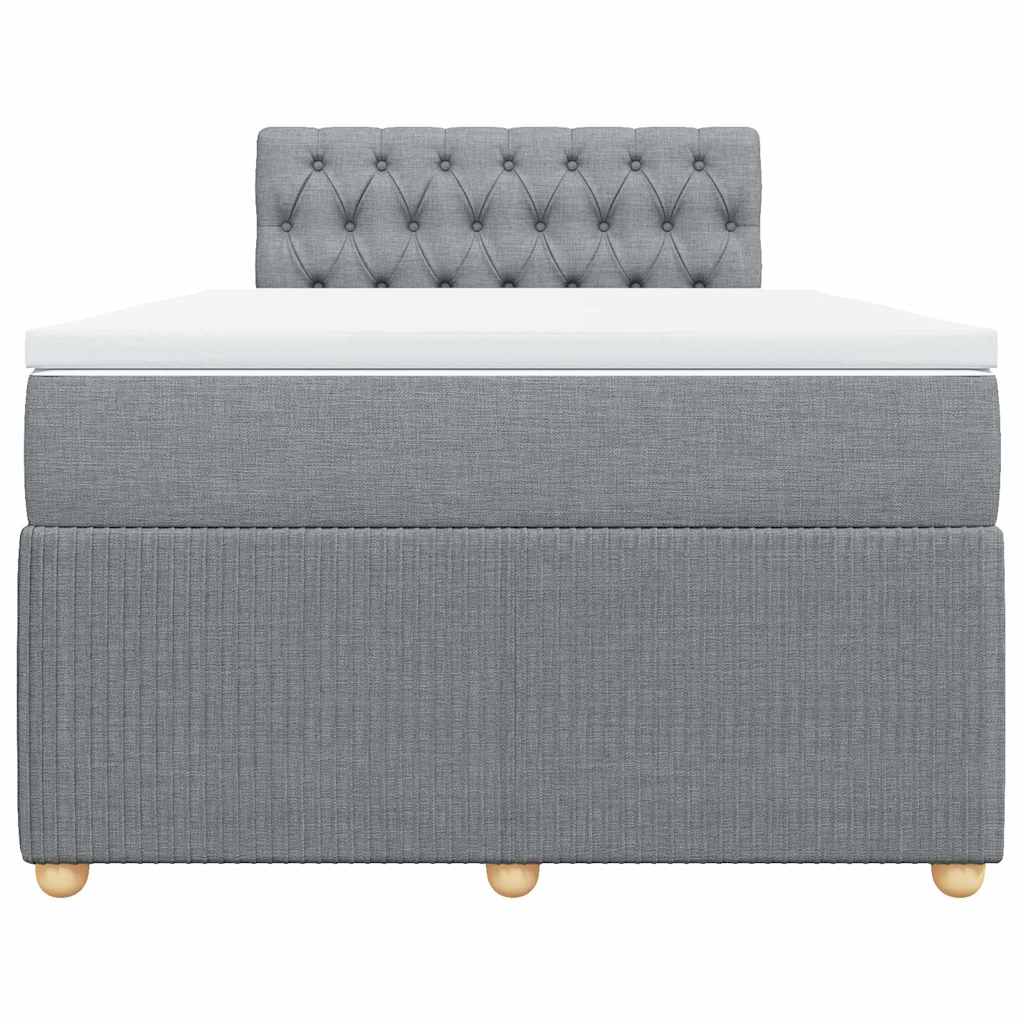 Boxspringbett mit Matratze Hellgrau 120x200 cm Stoff