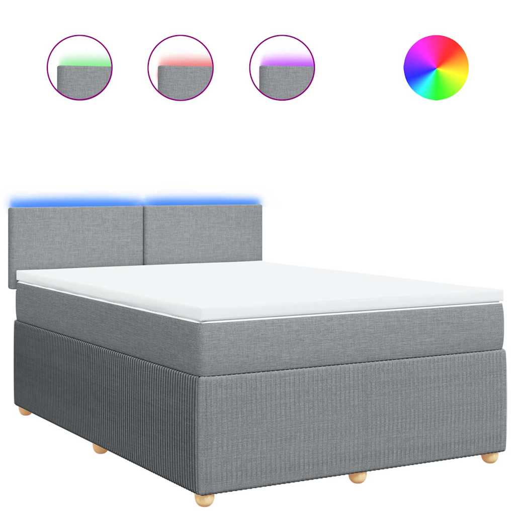 Boxspringbett mit Matratze Hellgrau 140x190 cm Stoff