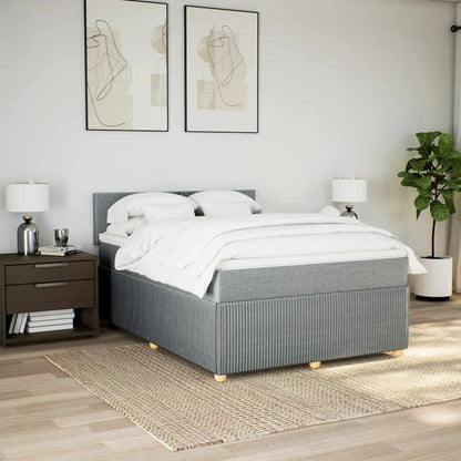 Boxspringbett mit Matratze Hellgrau 140x190 cm Stoff