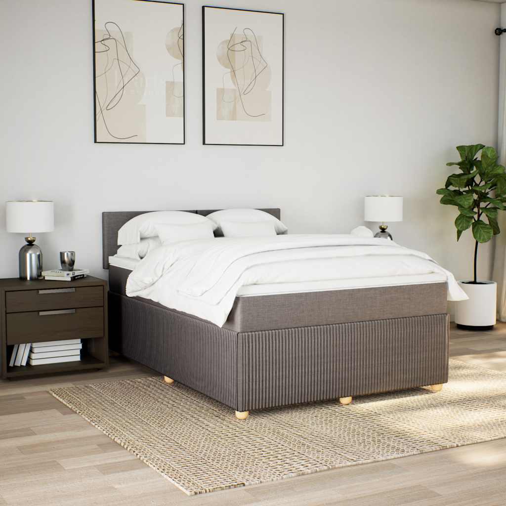 Boxspringbett mit Matratze Taupe 140x190 cm Stoff