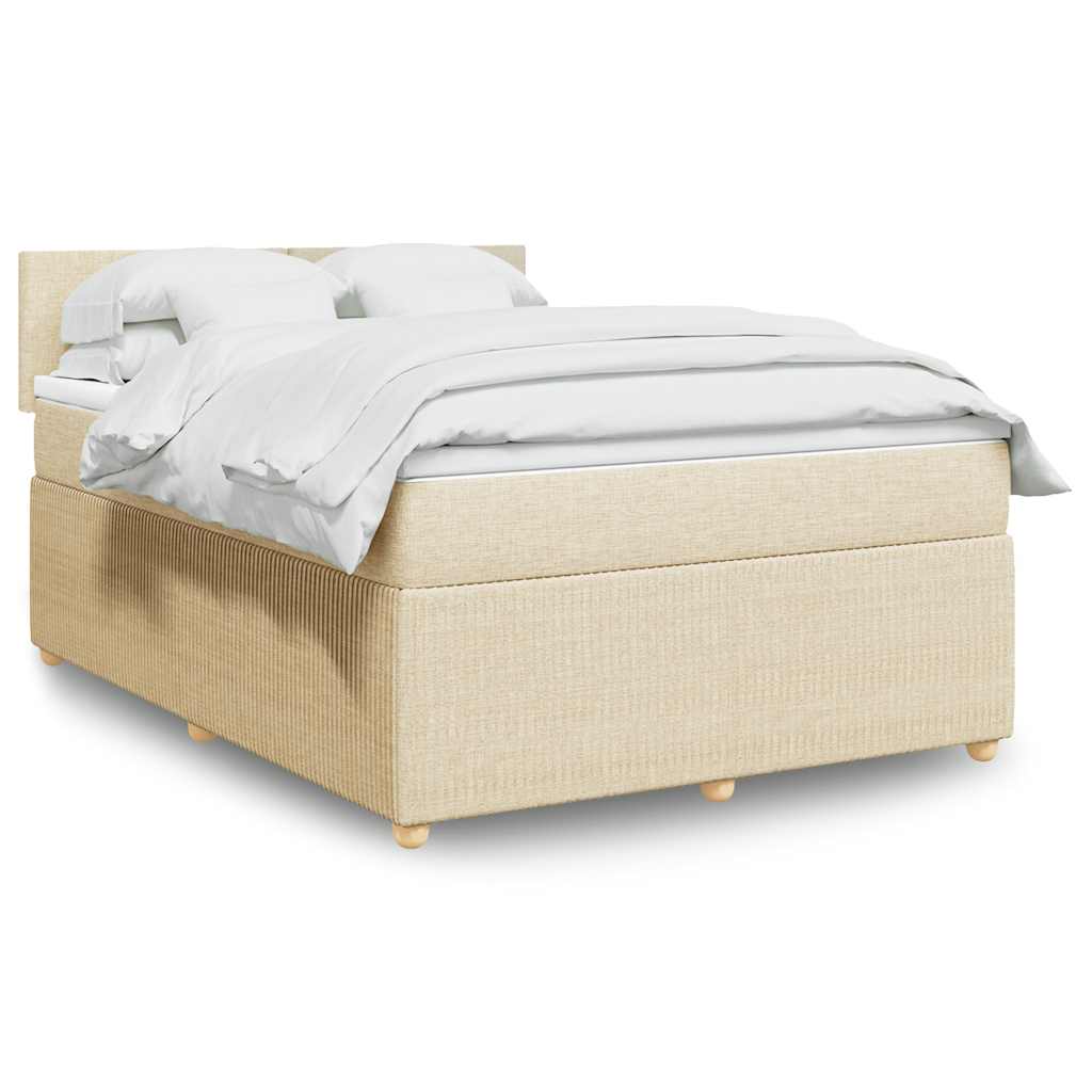 Boxspringbett mit Matratze Creme 140x190 cm Stoff