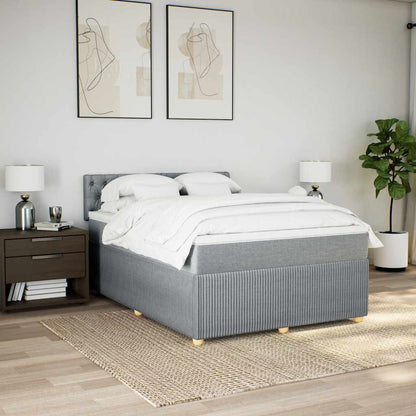 Boxspringbett mit Matratze Hellgrau 140x190 cm Stoff
