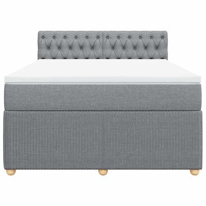 Boxspringbett mit Matratze Hellgrau 140x190 cm Stoff