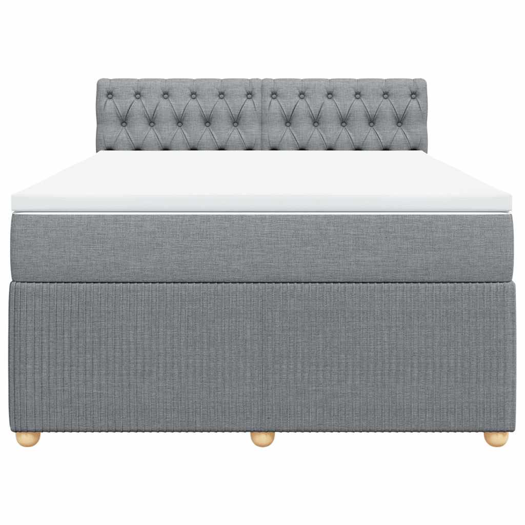 Boxspringbett mit Matratze Hellgrau 140x190 cm Stoff