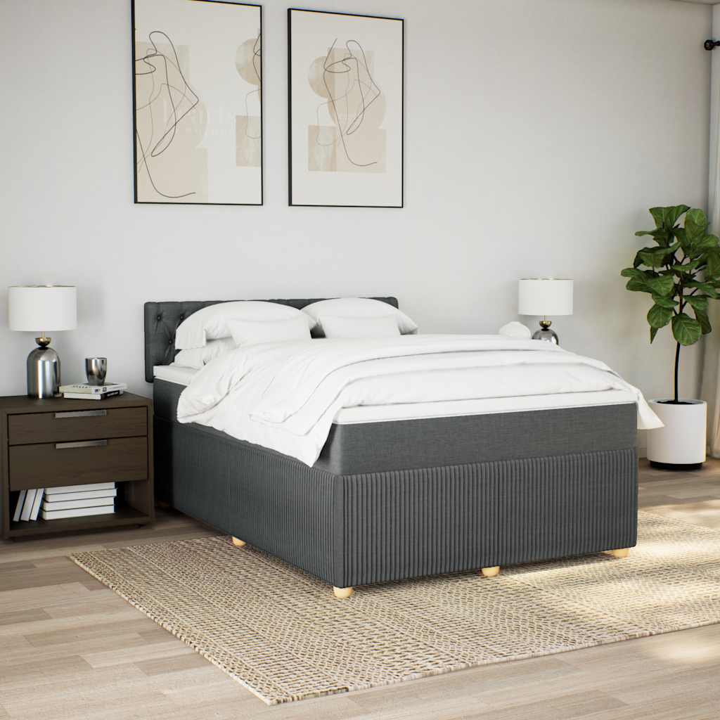 Boxspringbett mit Matratze Dunkelgrau 140x190 cm Stoff