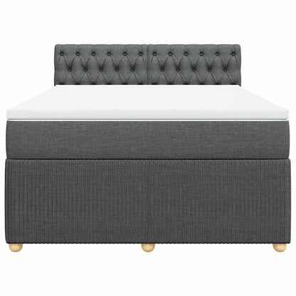 Boxspringbett mit Matratze Dunkelgrau 140x190 cm Stoff