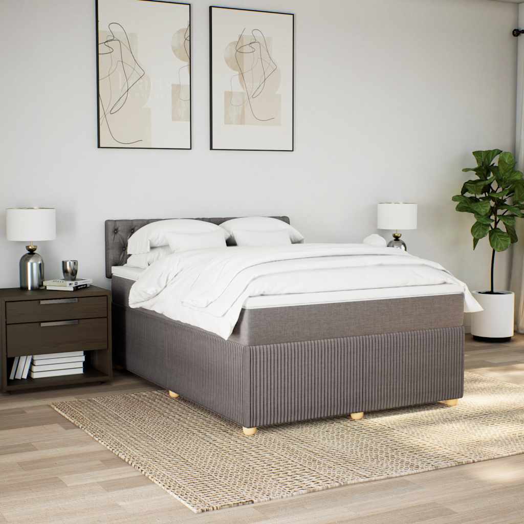 Boxspringbett mit Matratze Taupe 140x190 cm Stoff