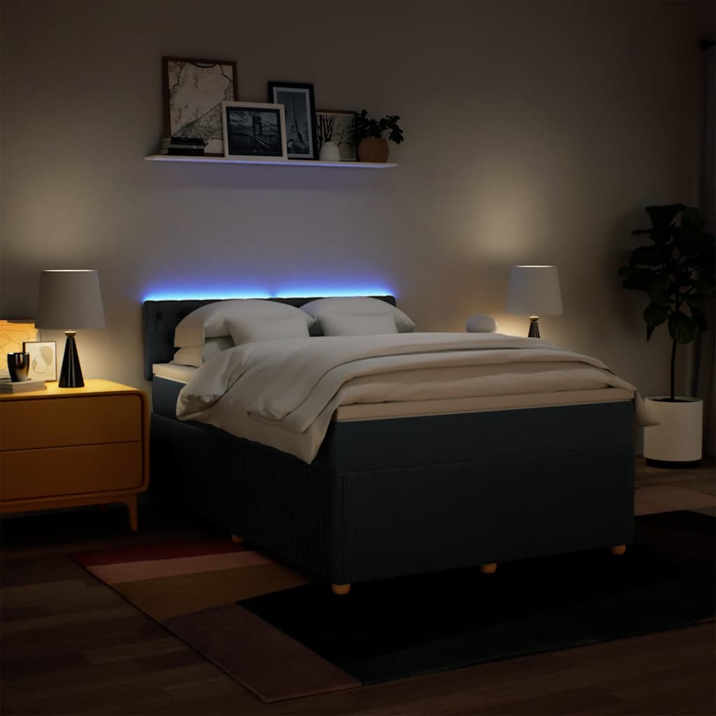 Boxspringbett mit Matratze Blau 140x190 cm Stoff