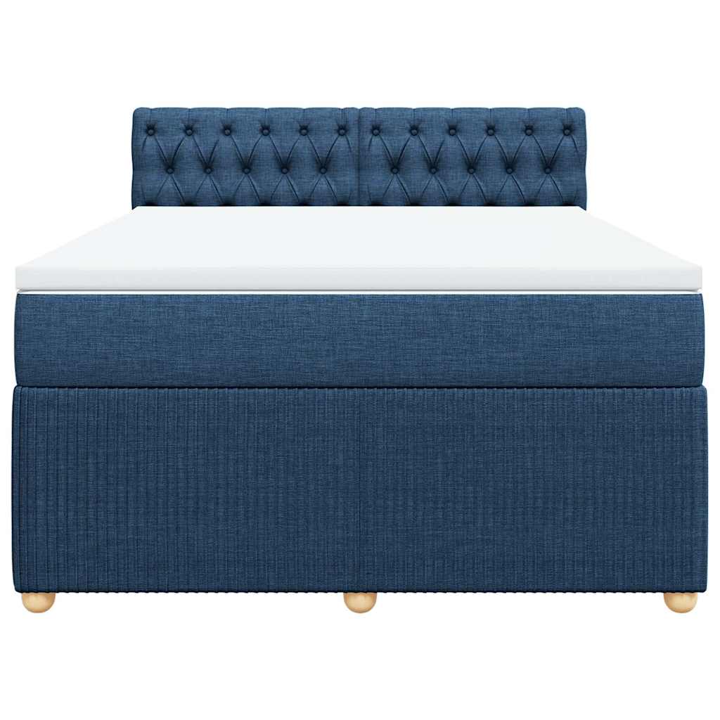 Boxspringbett mit Matratze Blau 140x190 cm Stoff