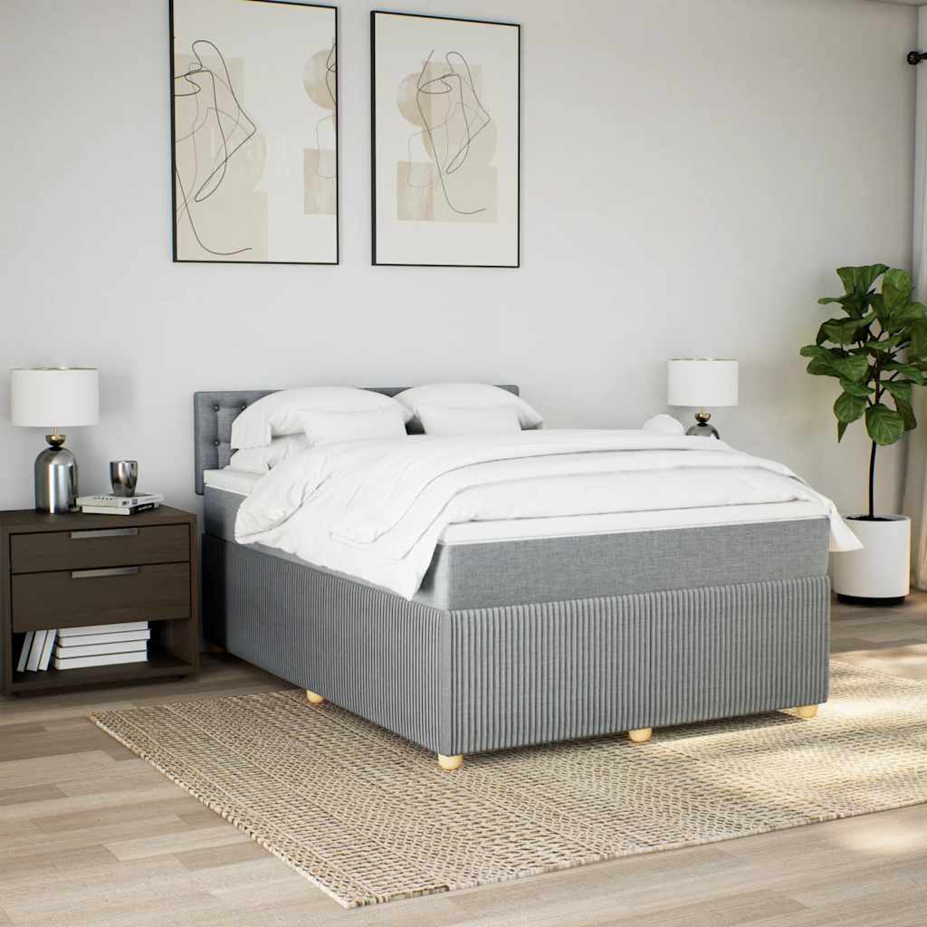 Boxspringbett mit Matratze Hellgrau 140x190 cm Stoff