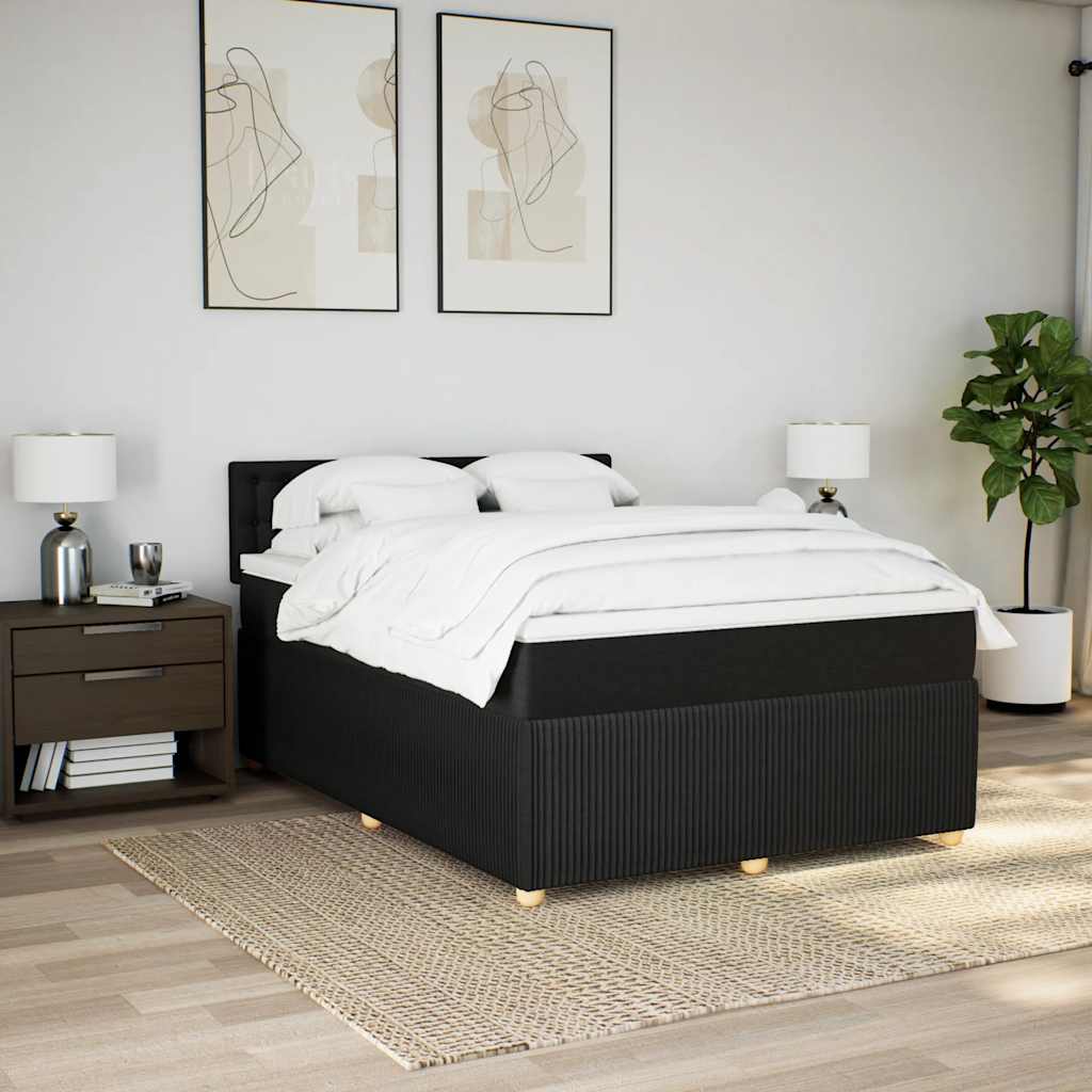Boxspringbett mit Matratze Schwarz 140x190 cm Stoff