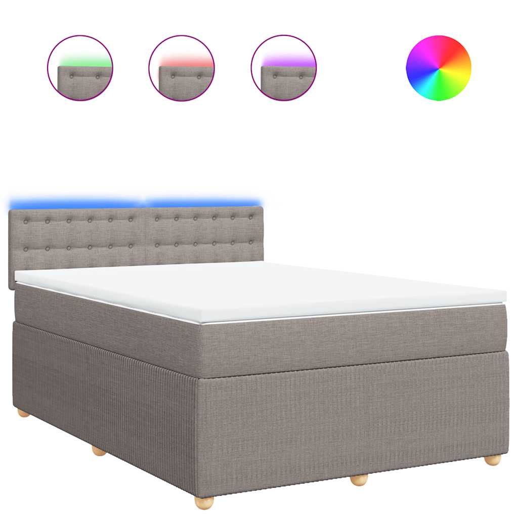 Boxspringbett mit Matratze Taupe 140x190 cm Stoff