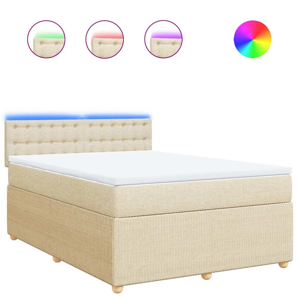 Boxspringbett mit Matratze Creme 140x190 cm Stoff