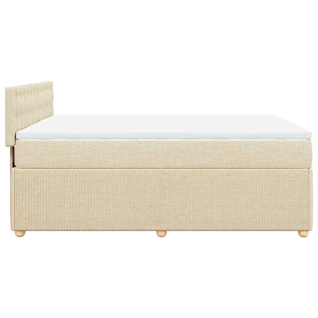 Boxspringbett mit Matratze Creme 140x190 cm Stoff