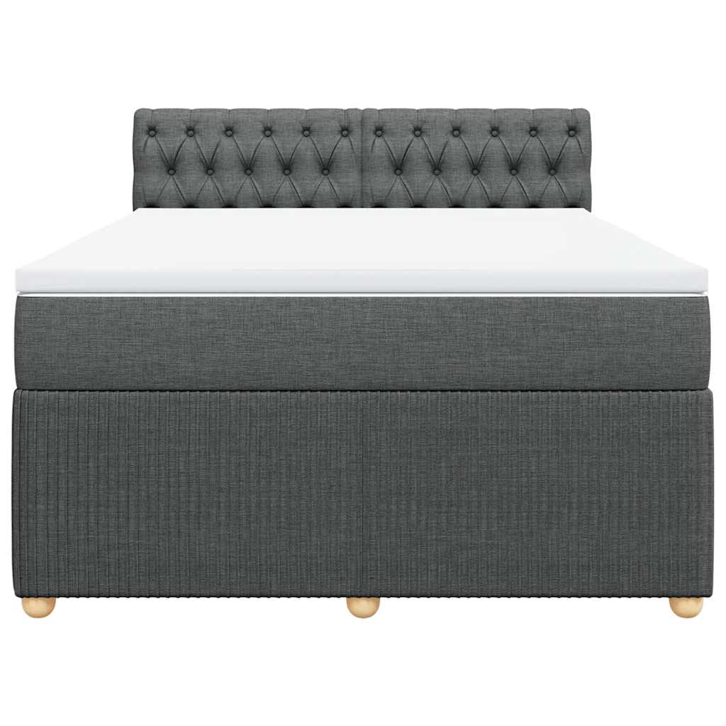 Boxspringbett mit Matratze Dunkelgrau 140x200 cm Stoff
