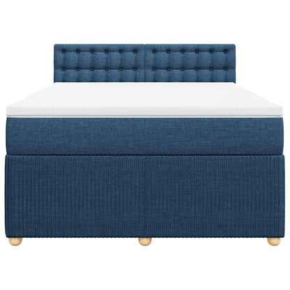 Boxspringbett mit Matratze Blau 140x200 cm Stoff