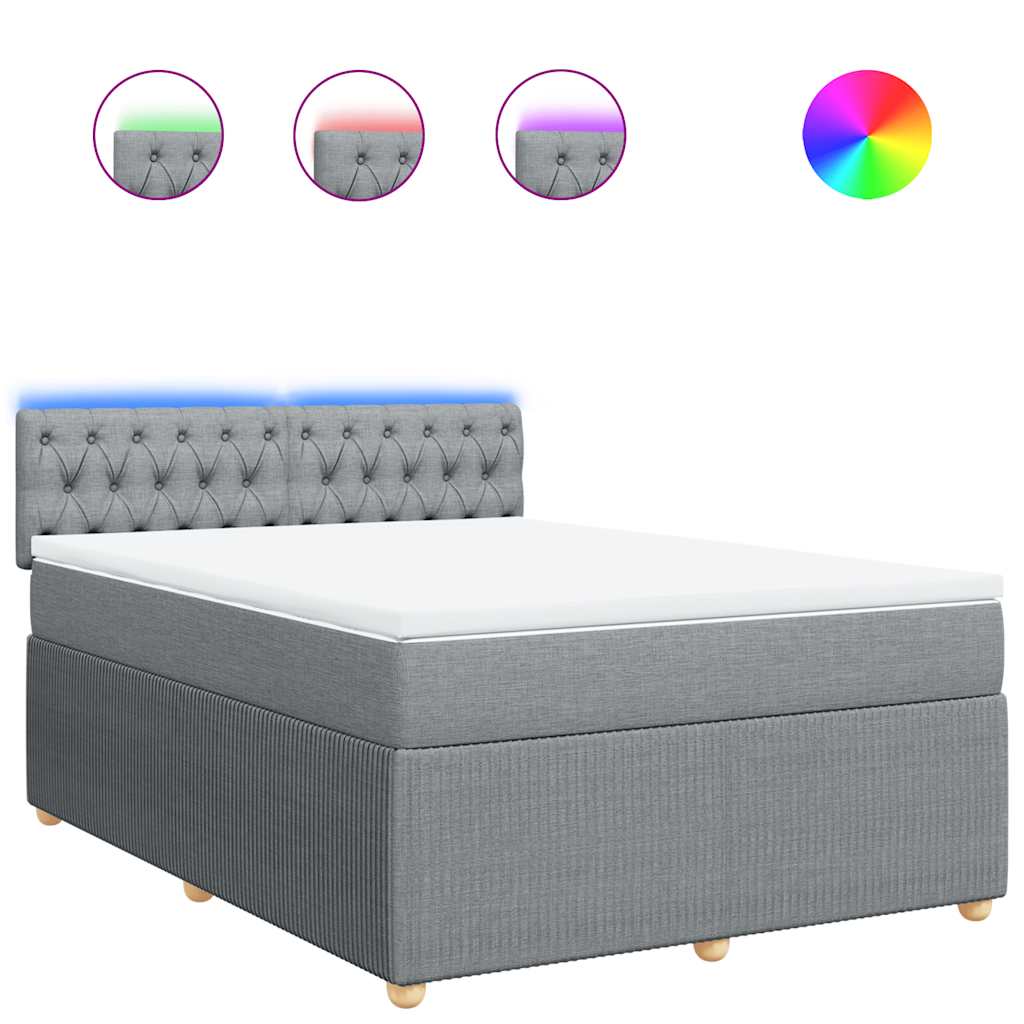 Boxspringbett mit Matratze Hellgrau 160x200 cm Stoff