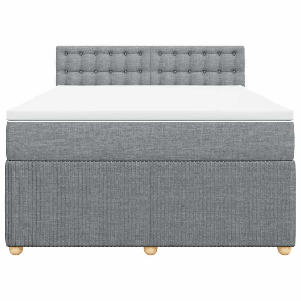 Boxspringbett mit Matratze Hellgrau 160x200 cm Stoff