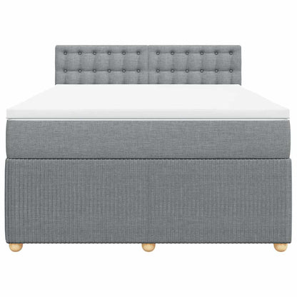 Boxspringbett mit Matratze Hellgrau 160x200 cm Stoff