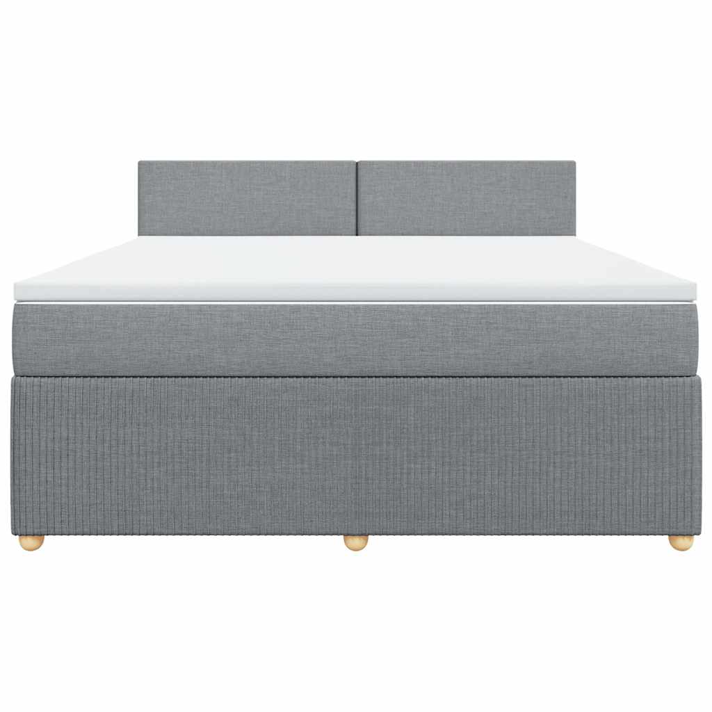 Boxspringbett mit Matratze Hellgrau 180x200 cm Stoff