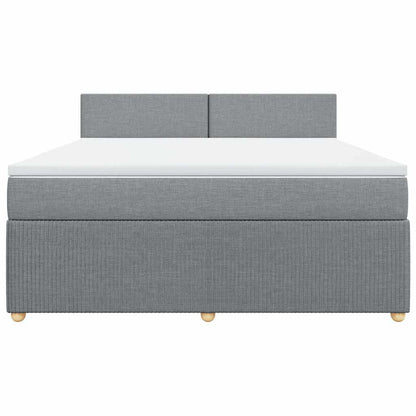 Boxspringbett mit Matratze Hellgrau 180x200 cm Stoff