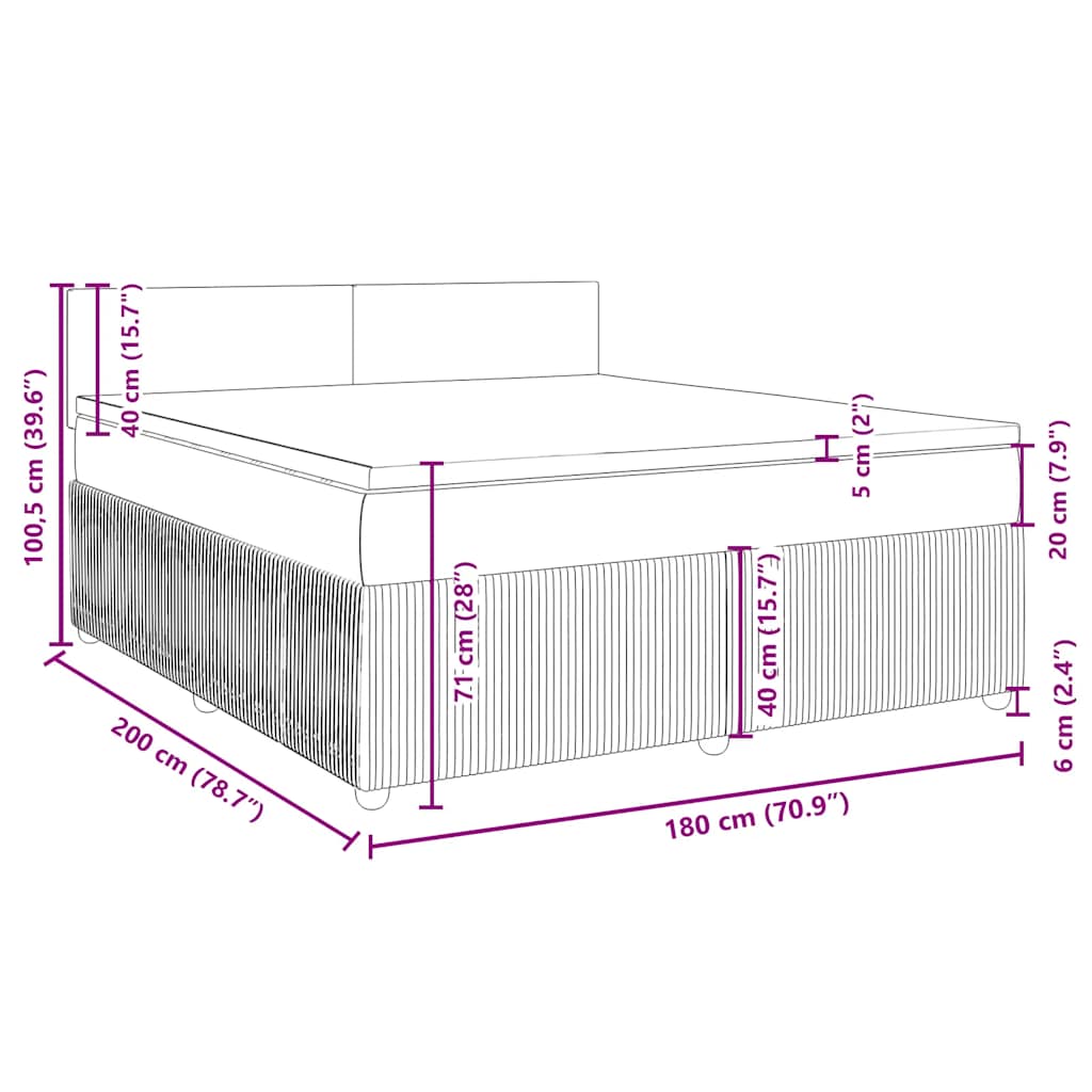 Boxspringbett mit Matratze Dunkelgrau 180x200 cm Stoff