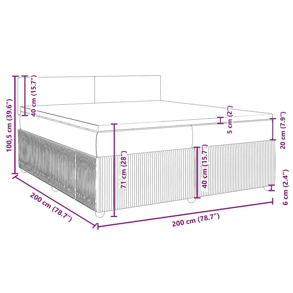 Boxspringbett mit Matratze Schwarz 200x200 cm Stoff