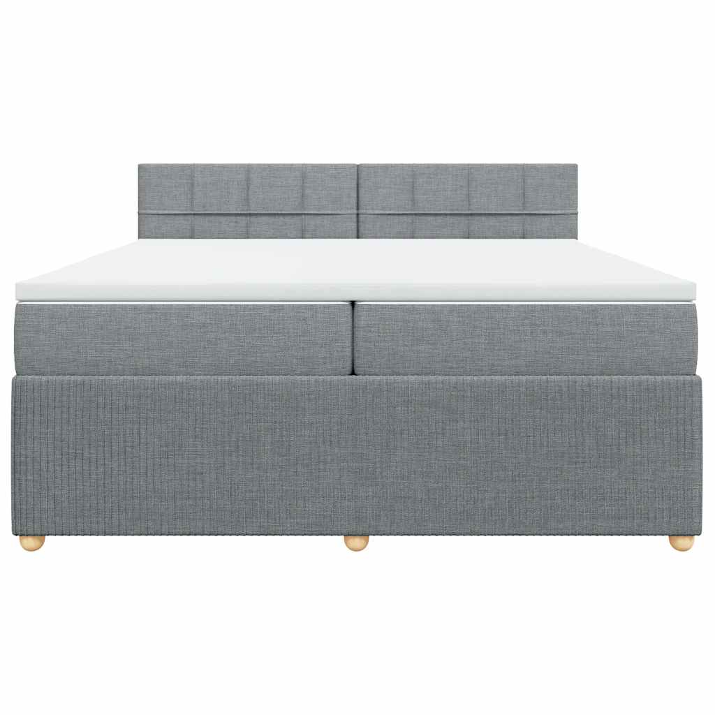 Boxspringbett mit Matratze Hellgrau 200x200 cm Stoff