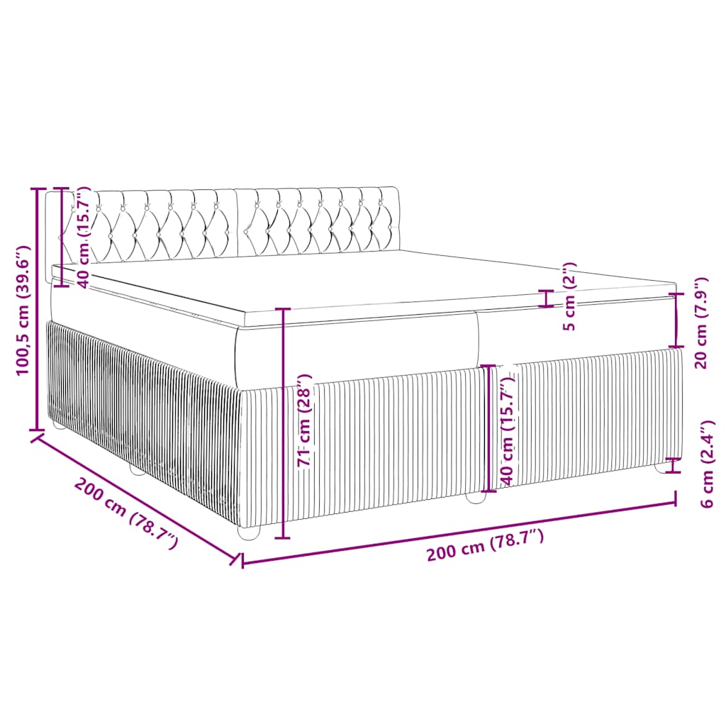 Boxspringbett mit Matratze Hellgrau 200x200 cm Stoff
