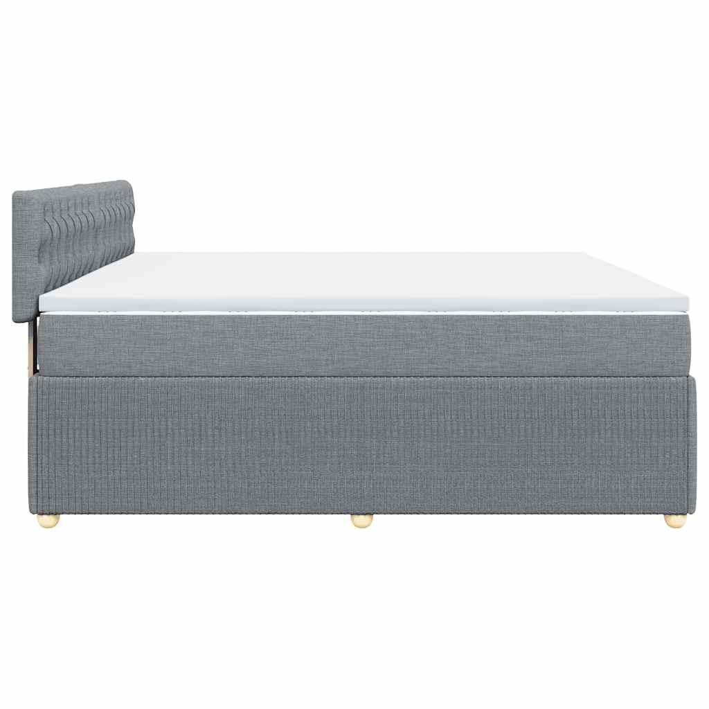 Boxspringbett mit Matratze Hellgrau 200x200 cm Stoff