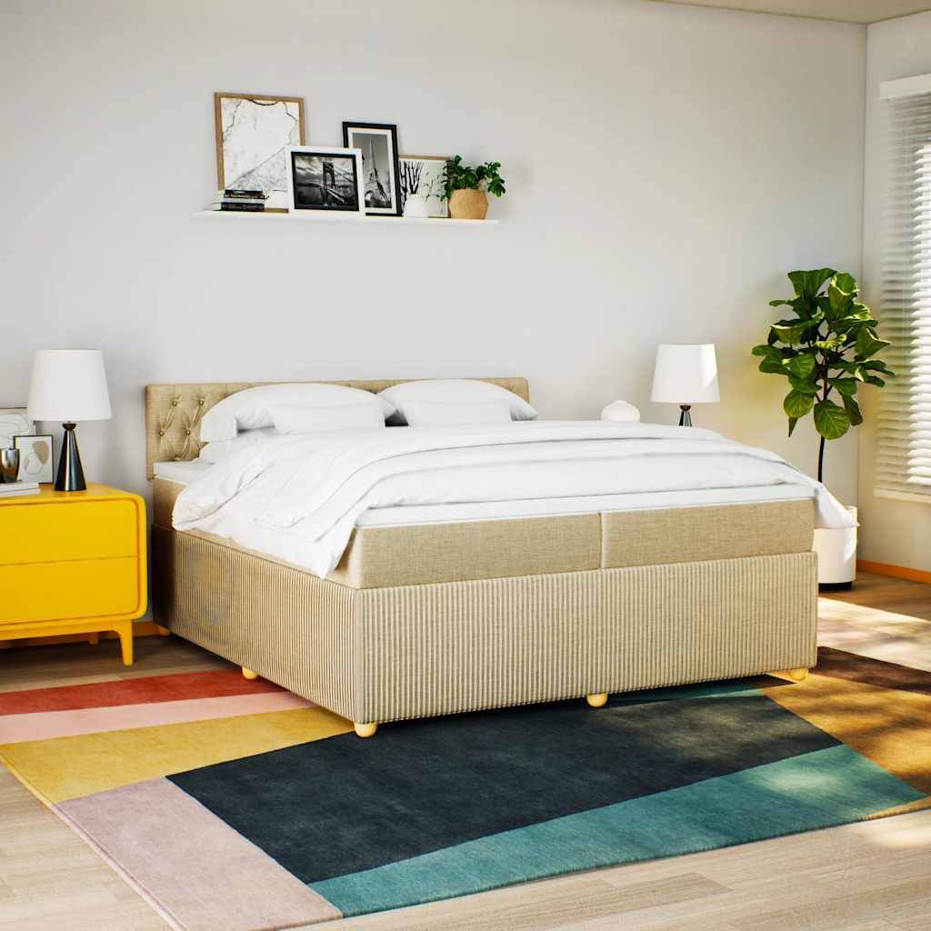 Boxspringbett mit Matratze Creme 200x200 cm Stoff