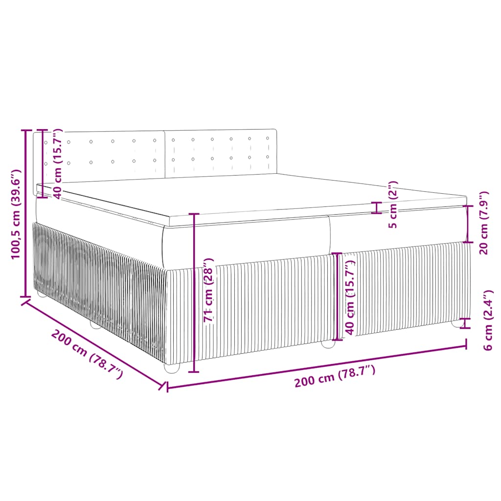 Boxspringbett mit Matratze Schwarz 200x200 cm Stoff