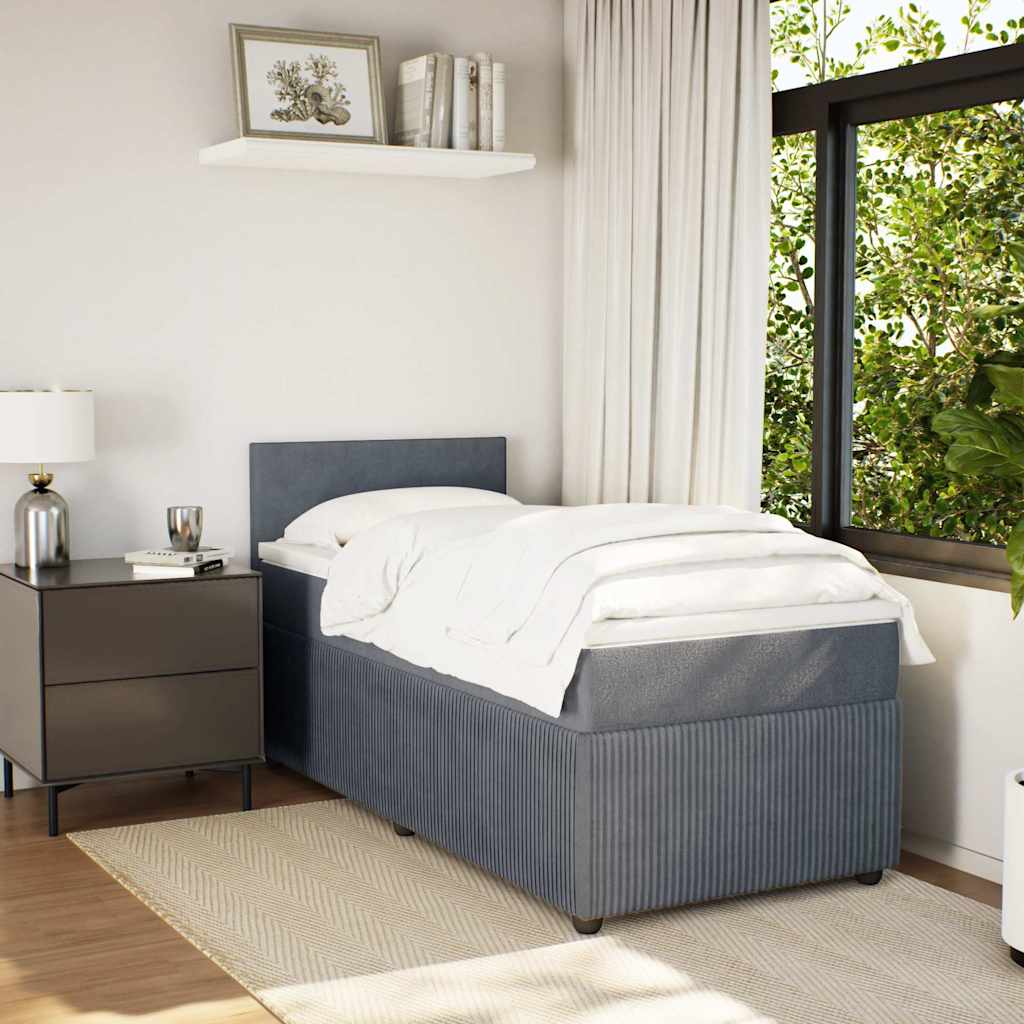 Boxspringbett mit Matratze Dunkelgrau 80x200 cm Samt