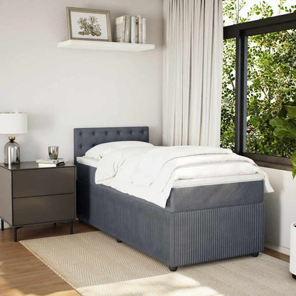 Boxspringbett mit Matratze Dunkelgrau 80x200 cm Samt