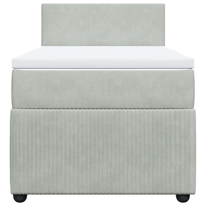 Boxspringbett mit Matratze Hellgrau 90x190 cm Samt