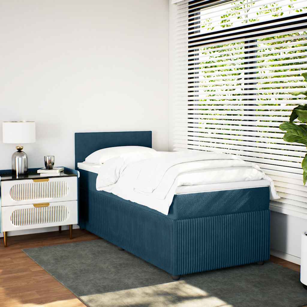 Boxspringbett mit Matratze Blau 90x190 cm Samt