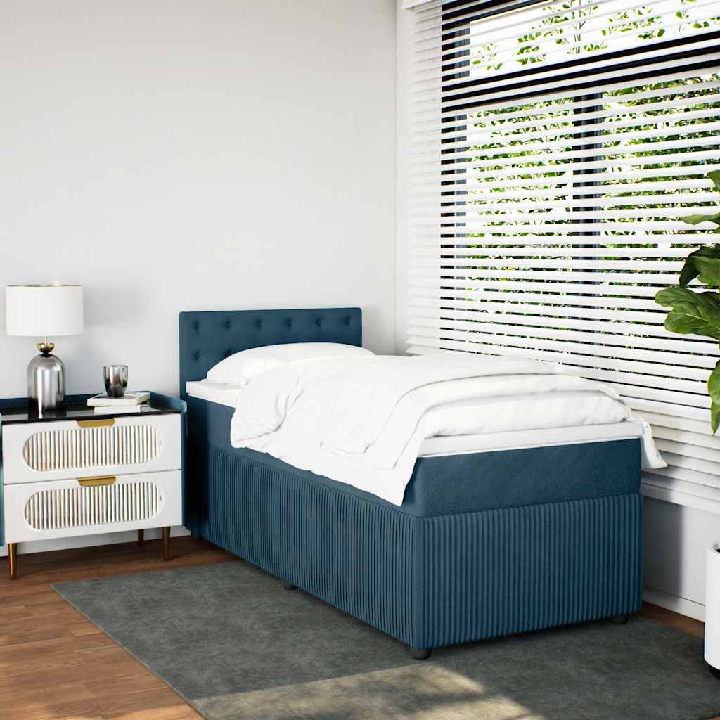 Boxspringbett mit Matratze Blau 90x190 cm Samt