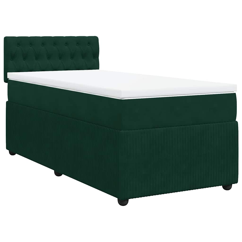 Boxspringbett mit Matratze Dunkelgrün 90x190 cm Samt
