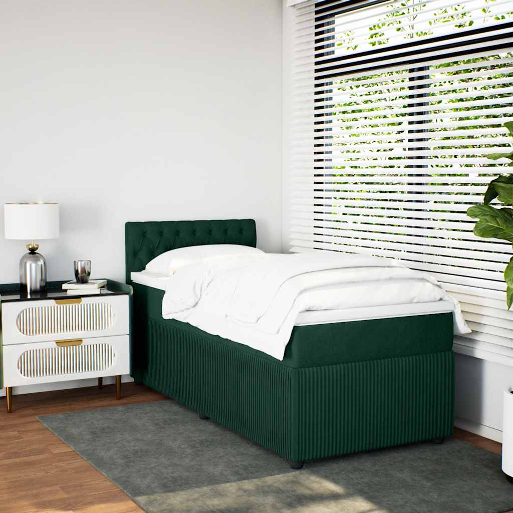 Boxspringbett mit Matratze Dunkelgrün 90x190 cm Samt