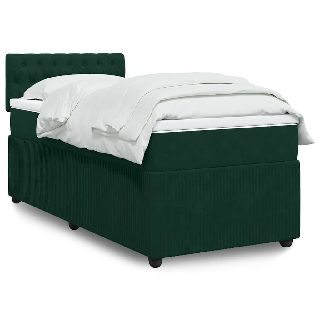 Boxspringbett mit Matratze Dunkelgrün 90x190 cm Samt