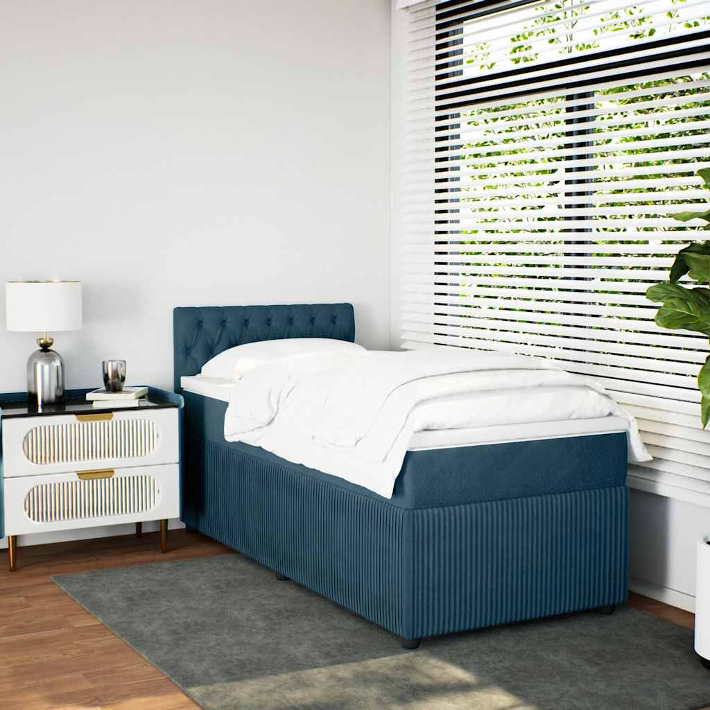 Boxspringbett mit Matratze Blau 90x190 cm Samt