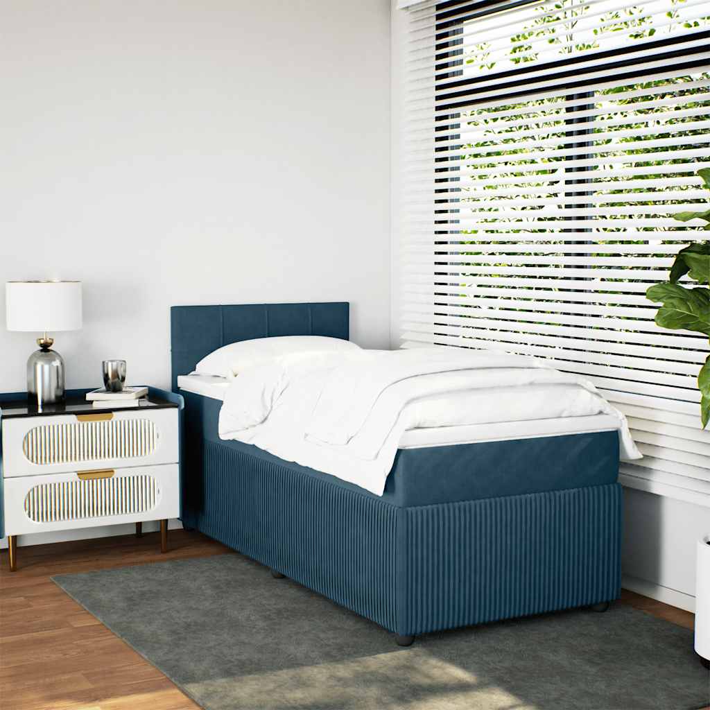 Boxspringbett mit Matratze Blau 90x190 cm Samt